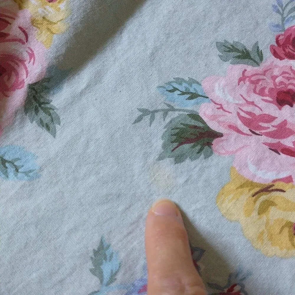 Vtg Ralph Lauren Tablecloth Cottage Lane Floral Blue Cotton USA 58